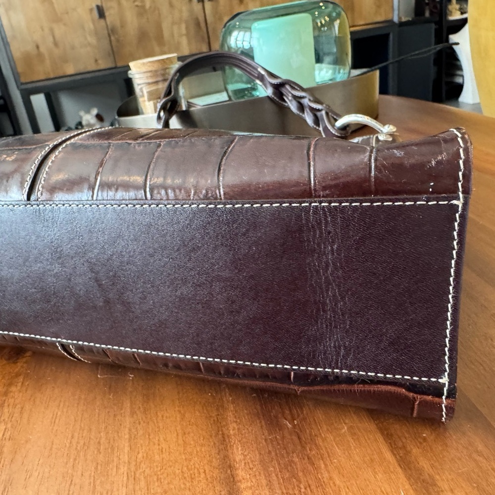 Brighton Brown Leather Croc Bucket Bag - Picture 8 of 16